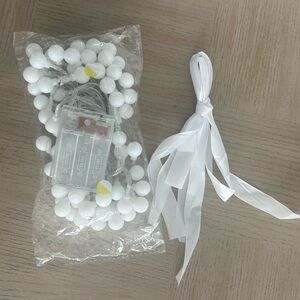 New White LED Battery Operated Ball String Fairy Lights Garland Indoor Outdoor